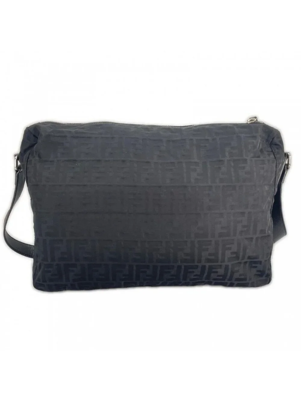 Fendi Shoulder Bag Nylon Black Silver